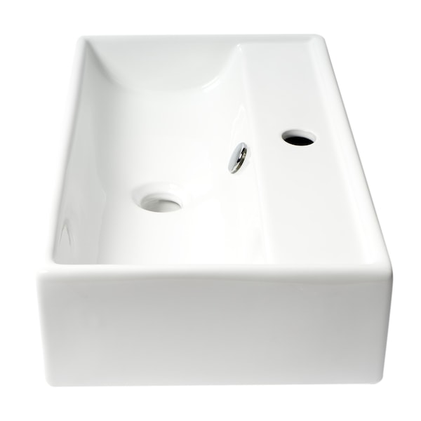 ALFI Brand ABC122 White 22 Rectangular Wall Mounted Ceramic Sink With Faucet Hole